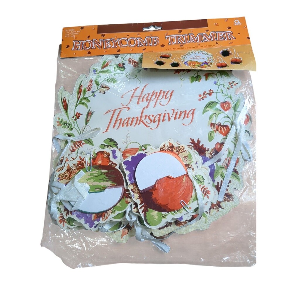 Vintage NOS Amscan Thanksgiving Decorative 12" Cutouts Makes A Banner